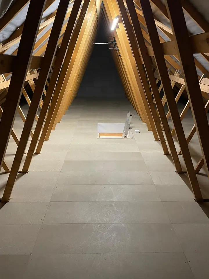 Fully boarded loft with raised boards