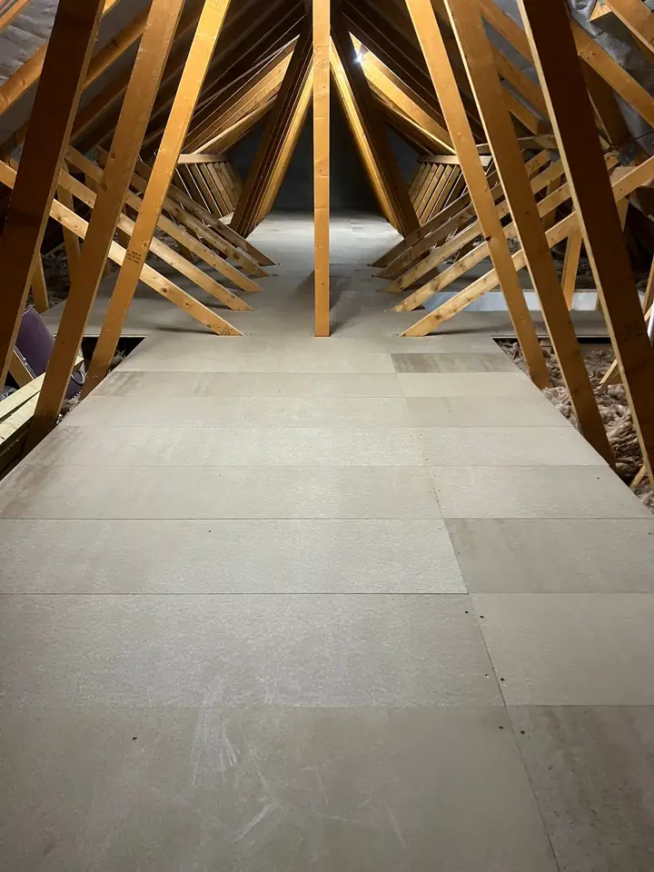 Wide boarded loft floor